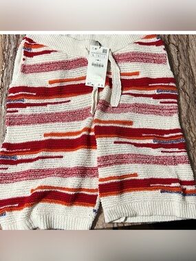Zara Crochet Knit Stripe Drawstring Shorts
